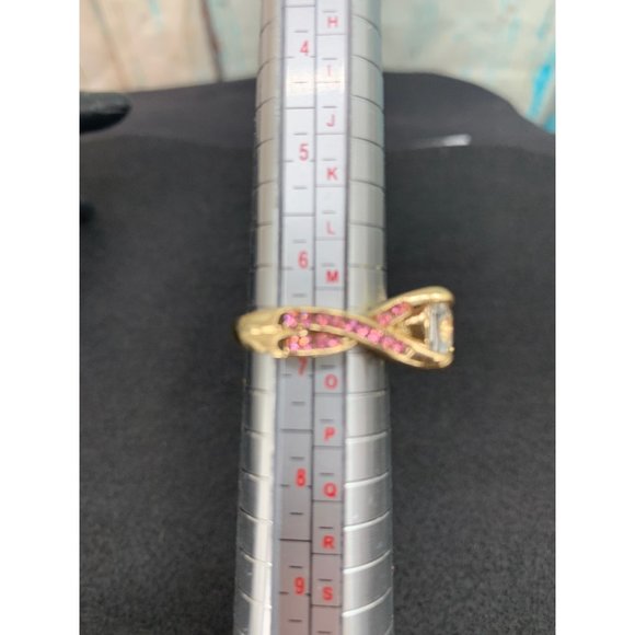 Ring PInk and Colorless Central Stone Size 6.75 - Picture 2 of 7